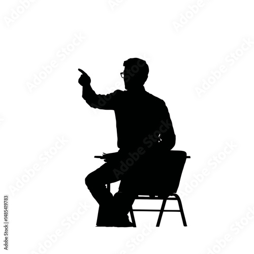 Solid black silhouette of a teacher instructing