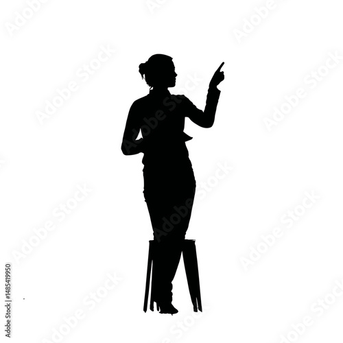 Solid black silhouette of a teacher instructing