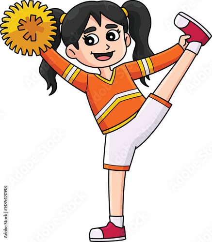Female Cheerleader Heel Stretch Cartoon Clipart 