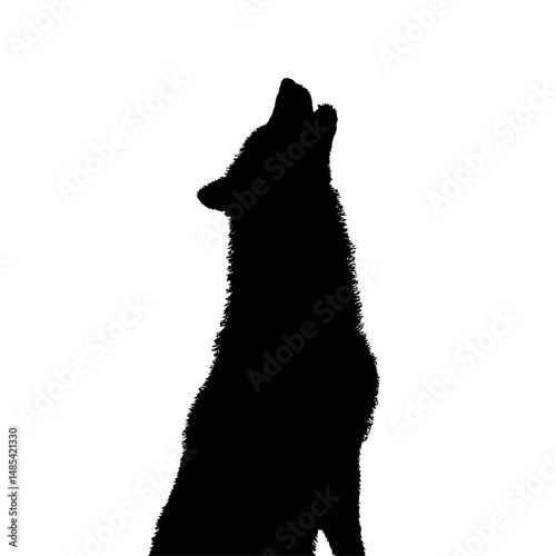 Solid black silhouette of a werewolf howling