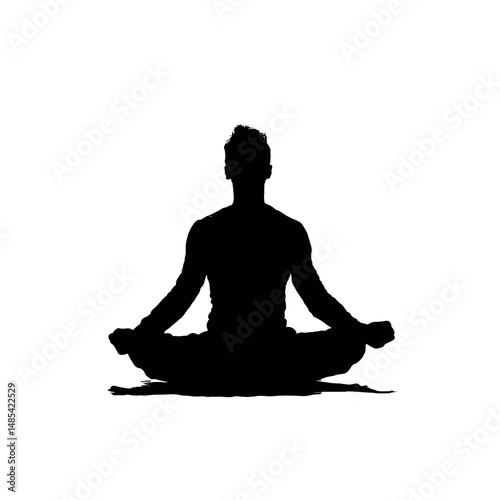 Solid black silhouette of a yogi meditating