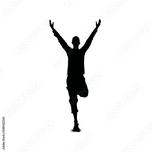 Solid black silhouette of a yogi balancing