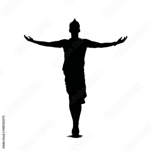 Solid black silhouette of a yogi balancing