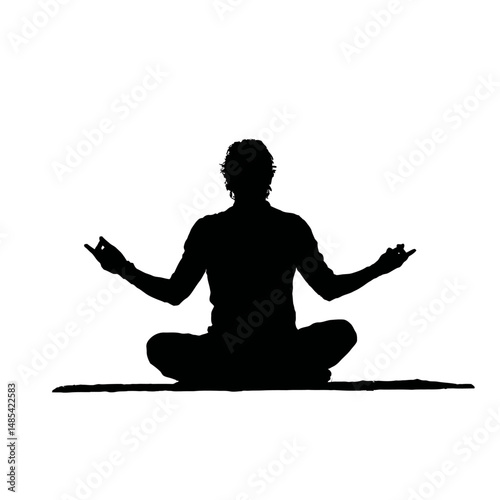 Solid black silhouette of a yogi meditating