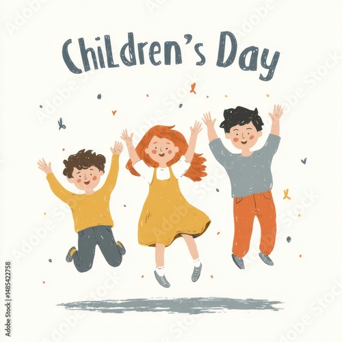 vector illustration of happy children, children's day