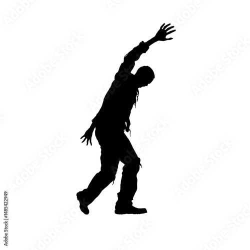 Solid black silhouette of a zombie reaching