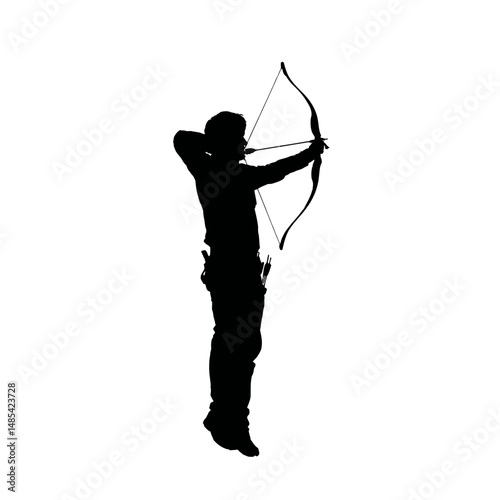 Solid black silhouette of an archer shooting