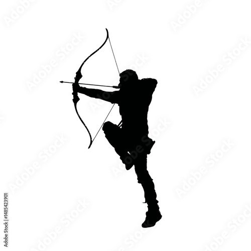 Solid black silhouette of an archer shooting