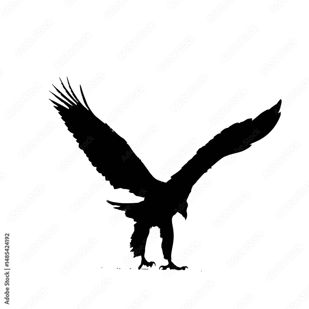 Obraz premium Solid black silhouette of an eagle landing