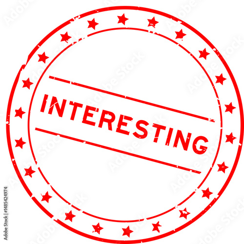 Grunge red interesting word round rubber seal stamp on white background