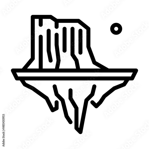 Cliff outline icon. Cliff black line illustration.