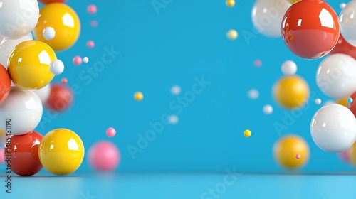 Colorful Spheres on Blue Background