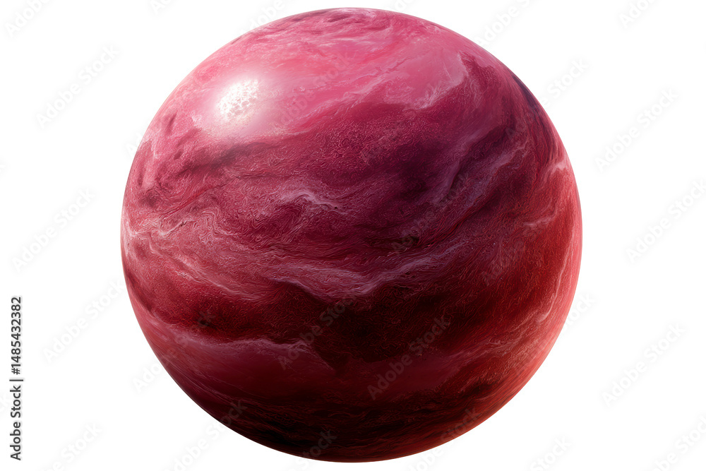 Fototapeta premium Red planet with swirling cloud patterns in a transparent background