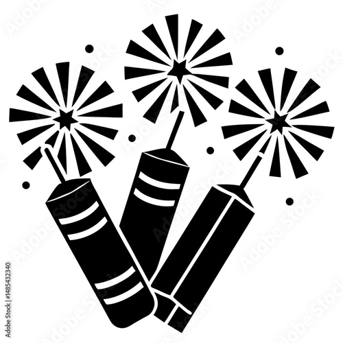 Sparklers and fireworks silhouette vector illustration