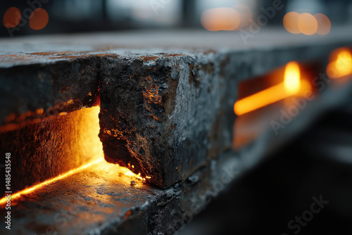 Burning fire inside brick.