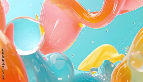 abstract colorful 3d background with waves 