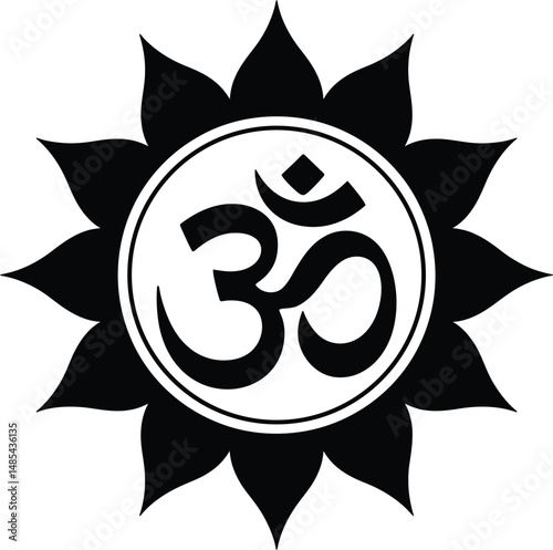 Om Symbol Lotus Flower Silhouette