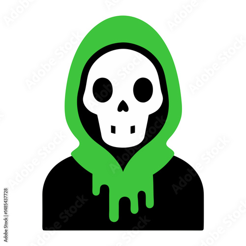 skeleton head in hoodie  slime on white