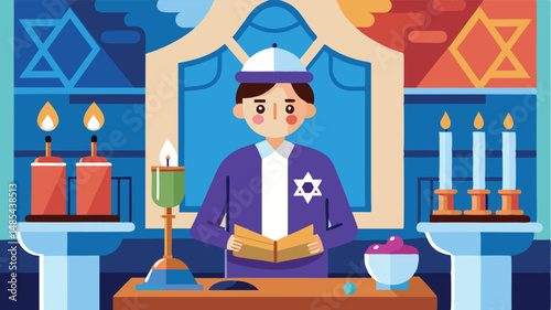 Celebration of faith with diverse worshippers gathering in a vibrant setting featuring a star symbol and candles