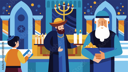 Celebration of faith with diverse worshippers gathering in a vibrant setting featuring a star symbol and candles