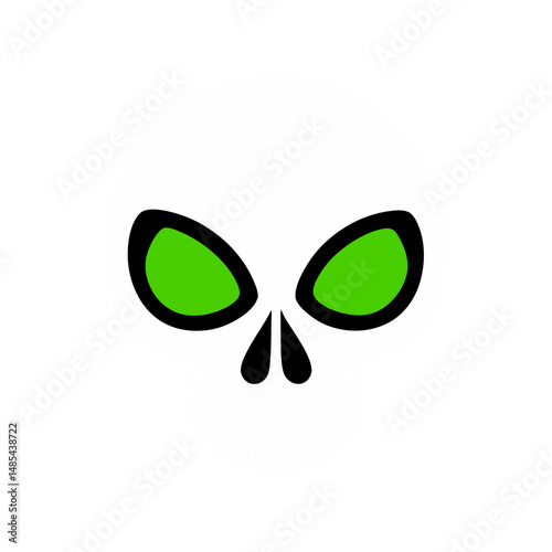 skull with alien eyes on black