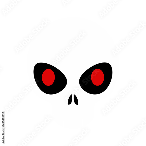 skull with alien eyes on black