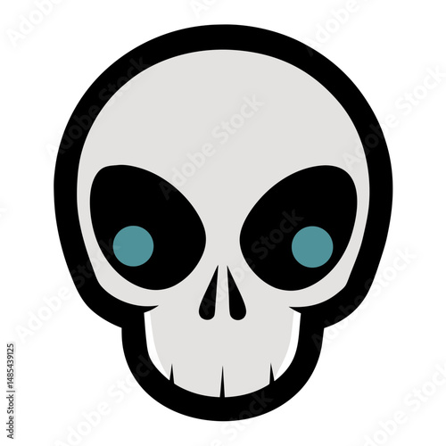 skull with alien eyes on white