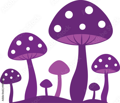 Enchanted Mushroom Silhouettes Vector Magical Fungi Forms for Fantasy and Nature Themed Designs