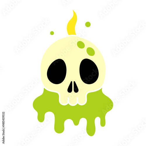 skull with candle  slime on black