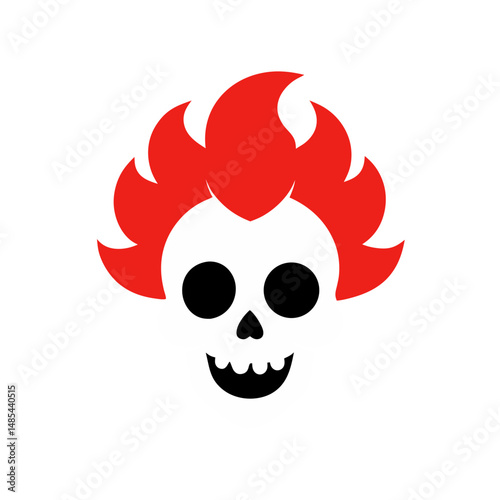 skull with clown hair on black