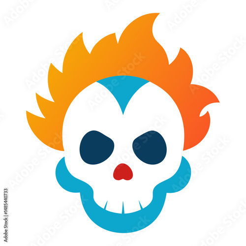 skull with clown hair on white