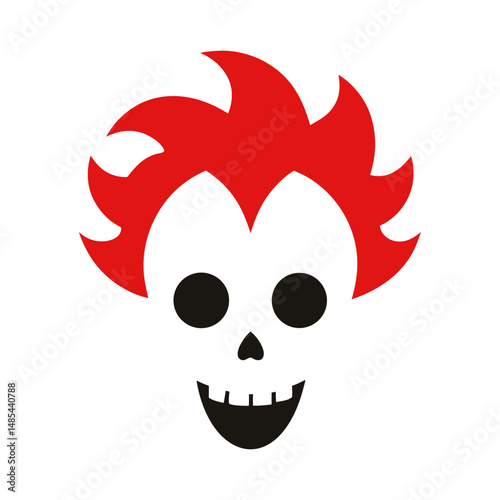 skull with clown hair on white