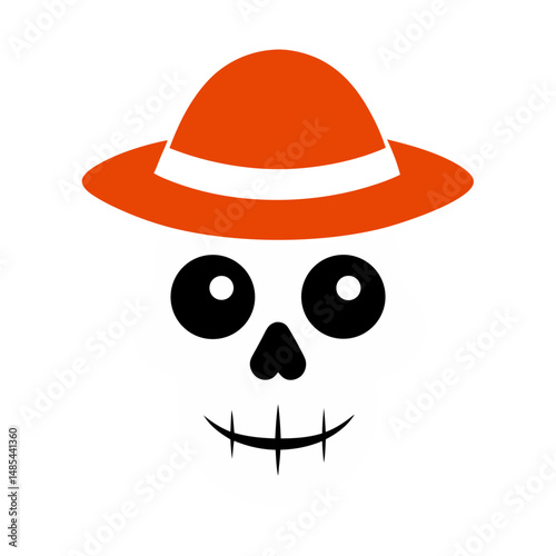 skull with hat on black