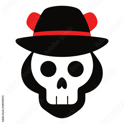 skull with hat on white