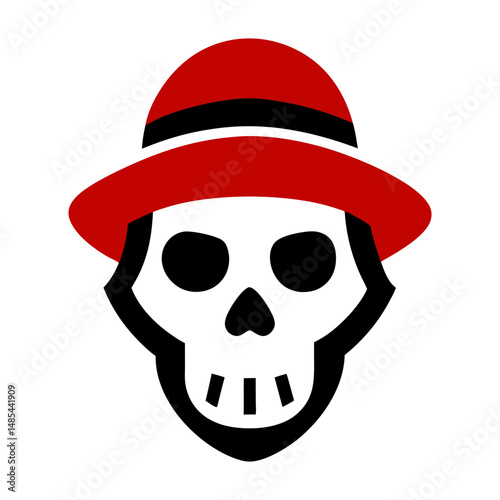 skull with hat on white