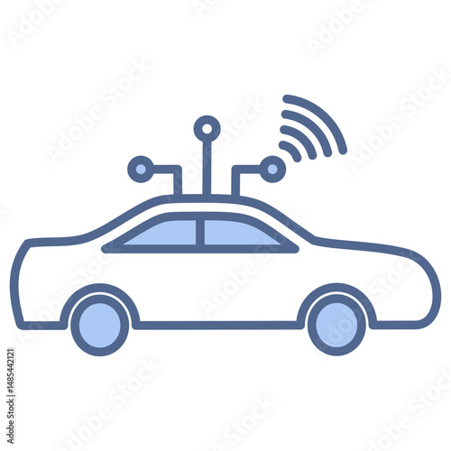 Autonomous Vehicle Blue Icon