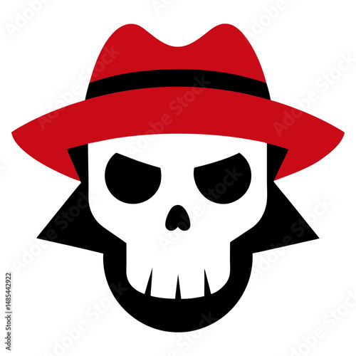 skull with hat on white