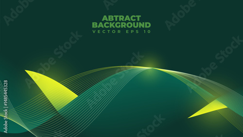 Futuristic Wave Line Abstract Background Vector in Green - An elegant vibrant gradient banner. Ideal for sports, tech, music, or digital content and web banner