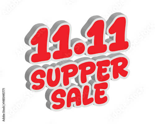 3D 11.11 super sale text bold and modern promotional design