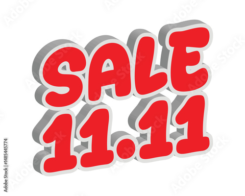 3D 11.11 sale text bold and modern promotional design