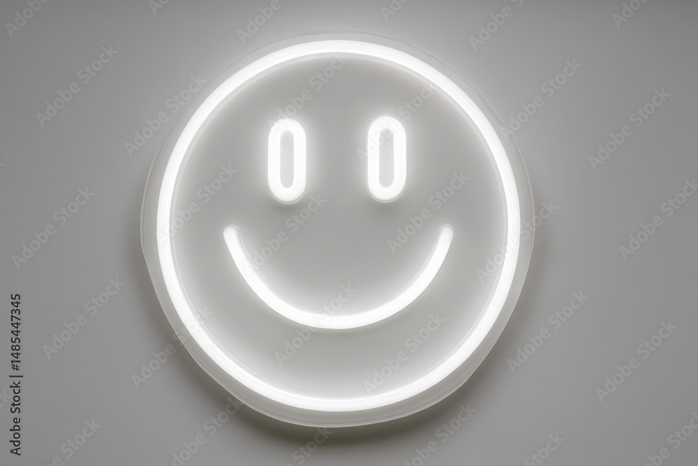 A captivating neon smiley face illuminating positivity and joy with a sleek design on a minimalist background representing cheerful emotions and contemporary artistry A captivating neon smiley face illuminating positivity and joy with a sleek design on a minimalist background representing cheerful emotions and contemporary artistry