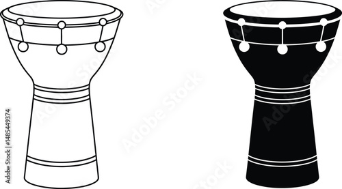 Darbuka Drum Outline and Silhouette