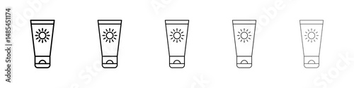 Sunscreen icon symbol pictogram. stroke designs.