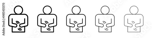 Stomachache icon symbol pictogram. stroke designs.