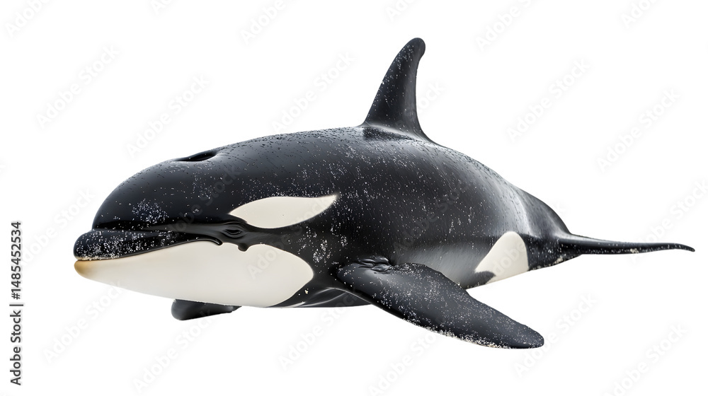 Fototapeta premium Majestic Orca Whale Isolated on White Background for Creative Design Projects