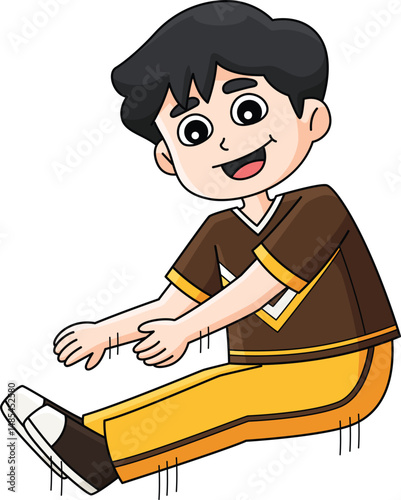 Male Cheerleader Pike Jump Cartoon Colored Clipart