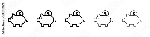 Piggy bank icon symbol pictogram. stroke designs.