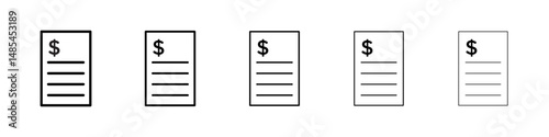 Payment receipt icon symbol pictogram. stroke designs.