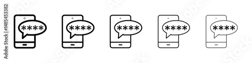 Otp sms password icon symbol pictogram. stroke designs.