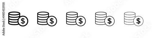 Money coin icon symbol pictogram. stroke designs.